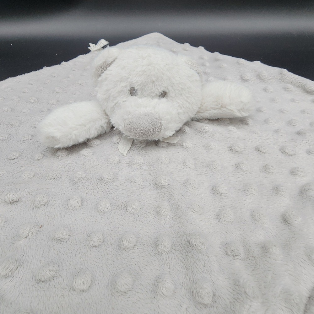 Blankets & Beyond Gray Bear Lovey Security Blanket Minky Dot Plush Baby Toy